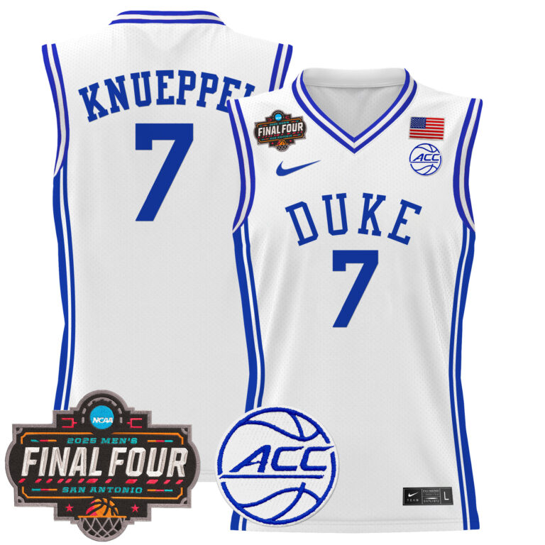 Men Duke Blue Devils #7 Knueppel white 2025 Final Four Patch NCAA Jersey->ncaa teams->NCAA Jersey